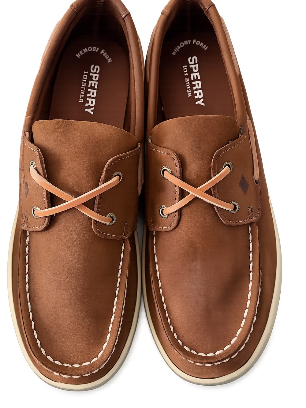 NWT *Sperry Cup II boys brown leather boat shoes.